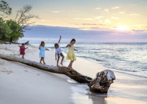 Kids on the Mana Island beach, Mamanuca Islands, Fiji