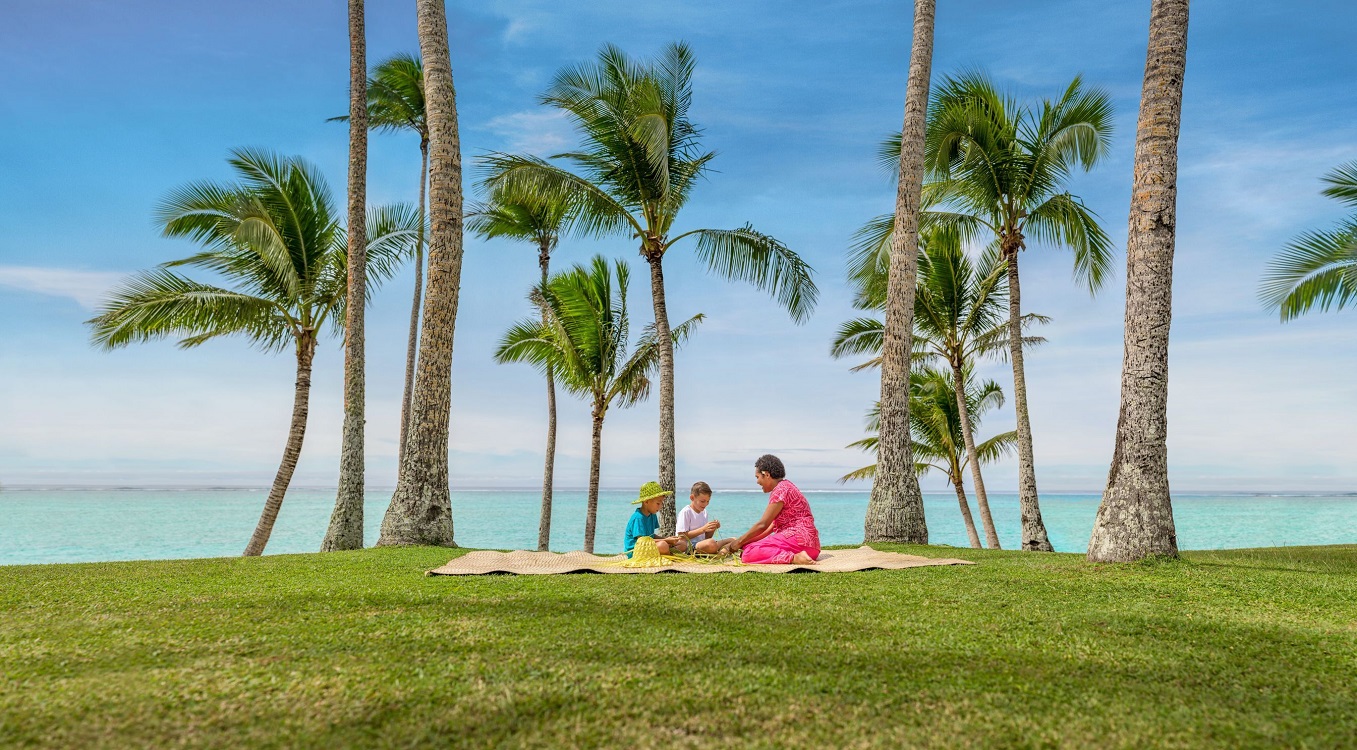 Kids weaving by the beach, Coral Coast, Fiji