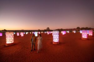 Light Towers art installation in Kings Canyon